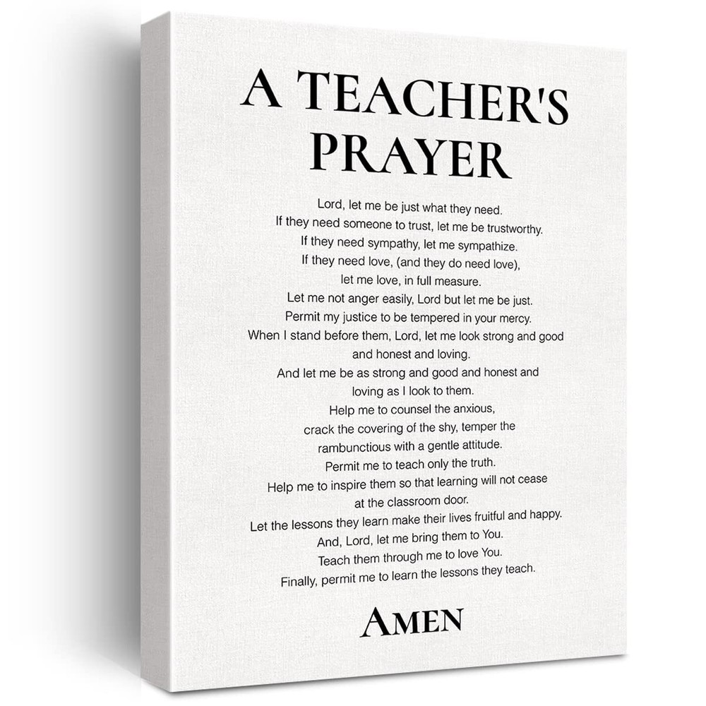 Teacher Canvas Wall Art Motivational a Teacher's Prayer Canvas Print Positive...