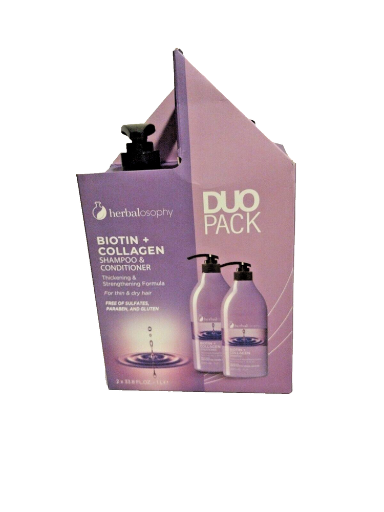 2-Pack Herbalosophy Biotin Collagen Shampoo & Conditioner for Thicker Stronger Hair