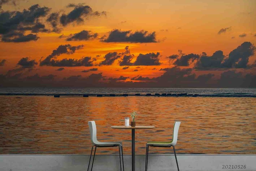 3D Sky Sea Sunset Landscape Wall Murals Wallpaper Murals Wall Sticker