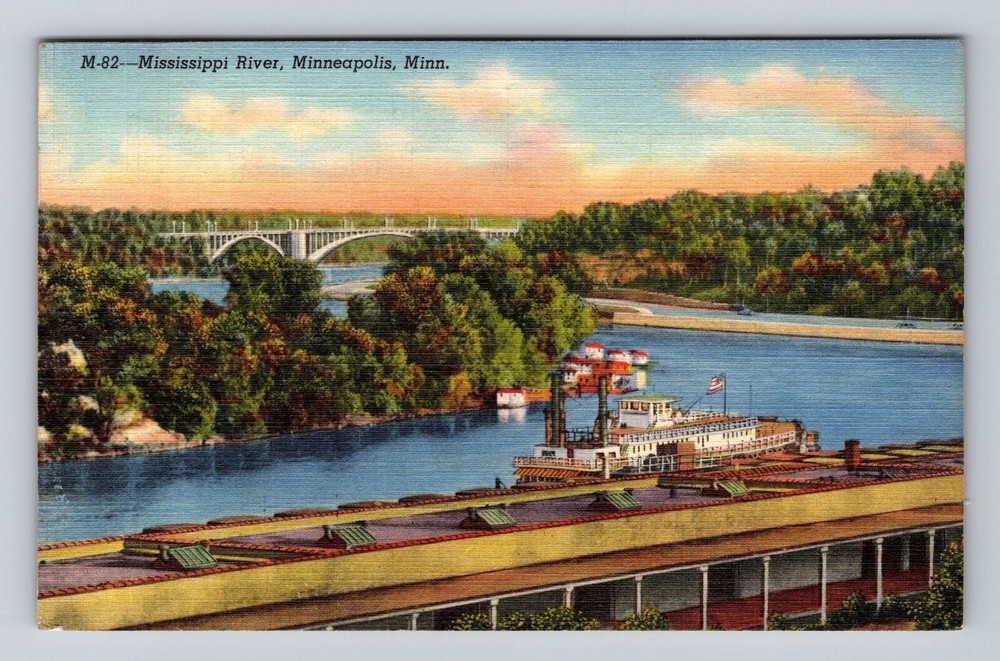 Minneapolis MN- Minnesota, Mississippi River, Antique, Vintage c1942 Postcard