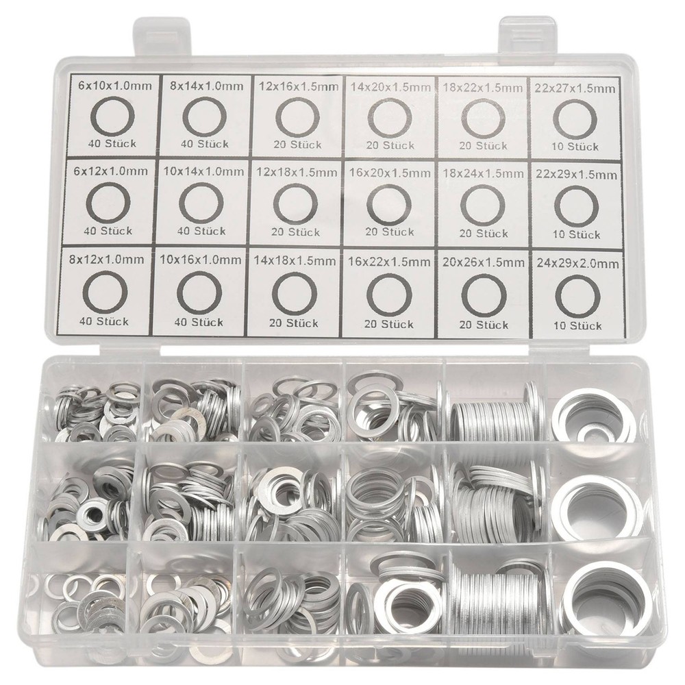 450Pcs Gaskets Washers Pure Aluminum Gasket Aluminum Flat Metal Washer8925