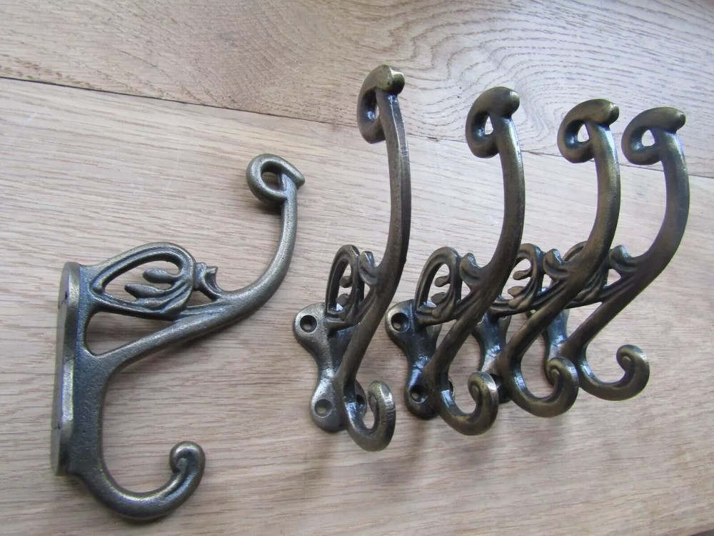 Cast iron Rustic hat & coat hooks vintage old English Victorian retro pegs