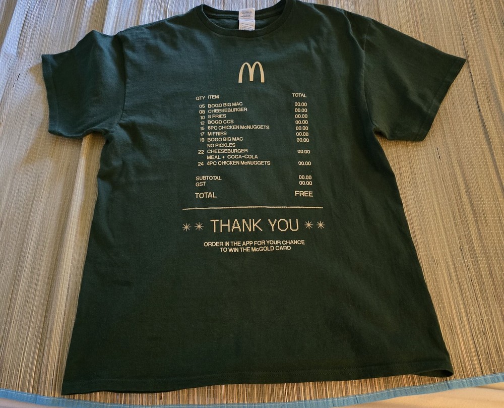 McDonald's Dark Green Gold Card Crew T-shirt Men's L Pre-owned
