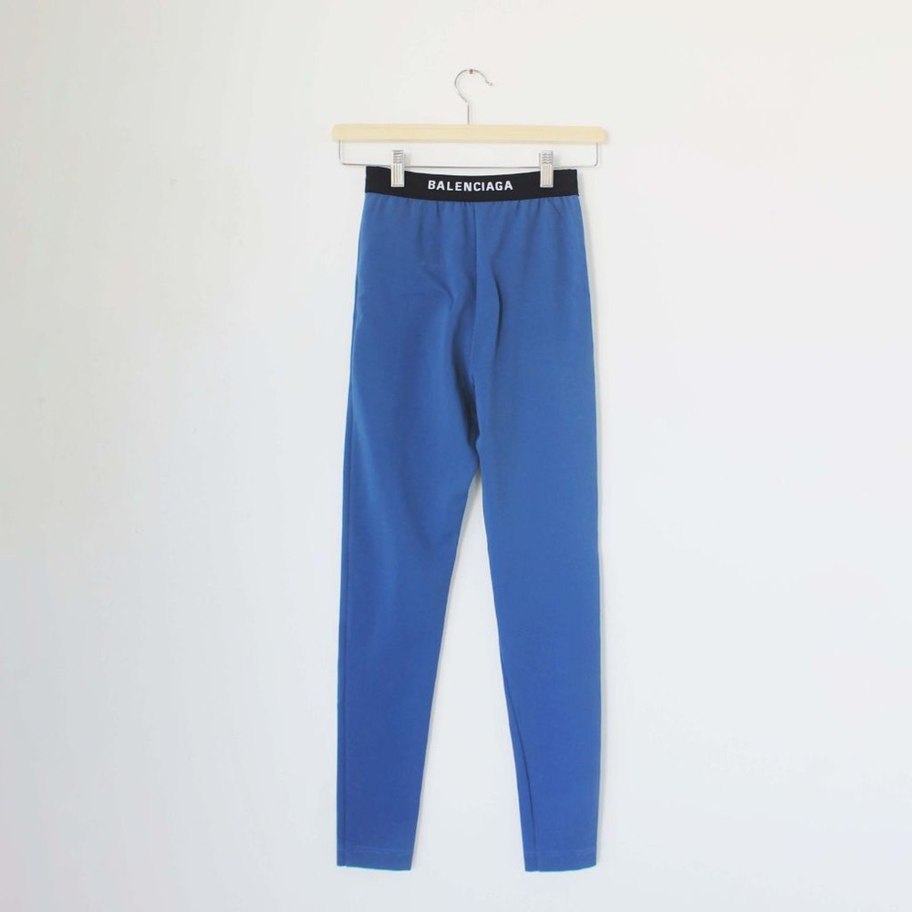 Balenciaga blue leggings w logo on waistband
