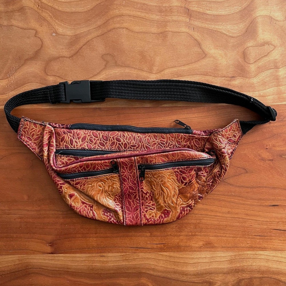 Vintage Paisley Embossed Leather Fanny Pack