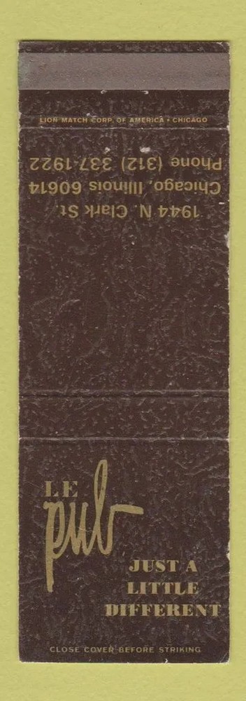 Matchbook Cover - Le Pub Chicago IL WEAR