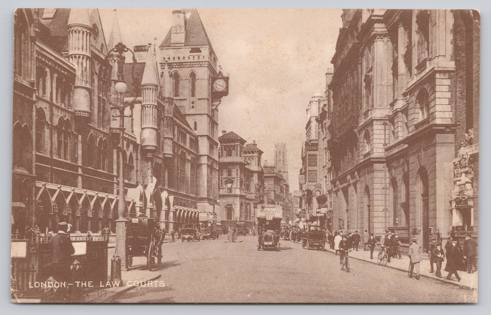 London Law Courts Royal Courts of Justice Sepia Postcard c.1910s
