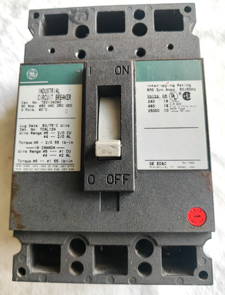 General Electric Ge Ted134090 Circuit Breaker 3 Pole  90 Amp 240/480Y