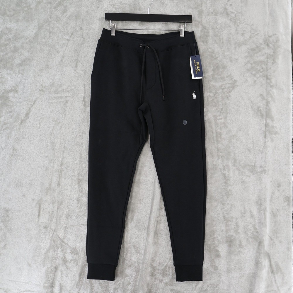 Polo Ralph Lauren Joggers Mens Small Black Double Knit Tapered Sweatpants NWT