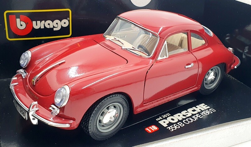 Burago 1/18 Scale Diecast 3021 - Porsche 356B Coupe 1961 - Red