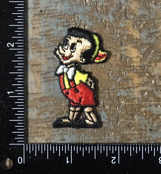Vintage PINOCCHIO Walt Disney Character Embroidered Sew-On Patch 1970s Cloth