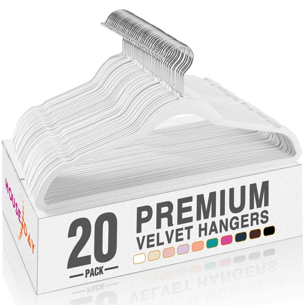 Premium Velvet Hangers, Non-Slip Thin Flocked Felt Hangers, Sturdy Clothes Ha...