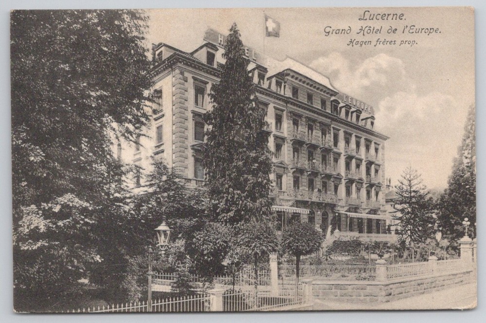 1909 Lucerne Switzerland Grand Hotel de l'Europe Postcard Posted