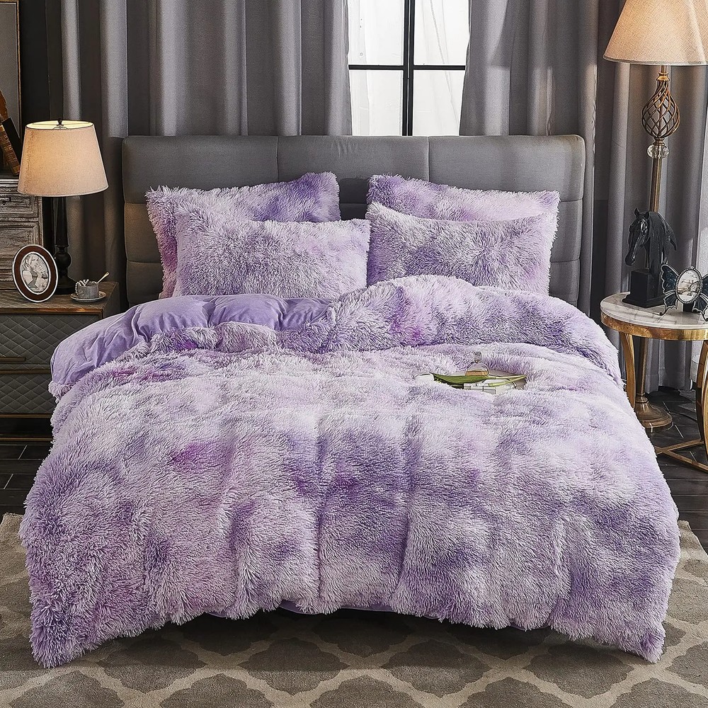 Bedding sheet Duvet Cover Set Super Soft Fuzzy Faux Fur 4 Piece Quilt Cover Set