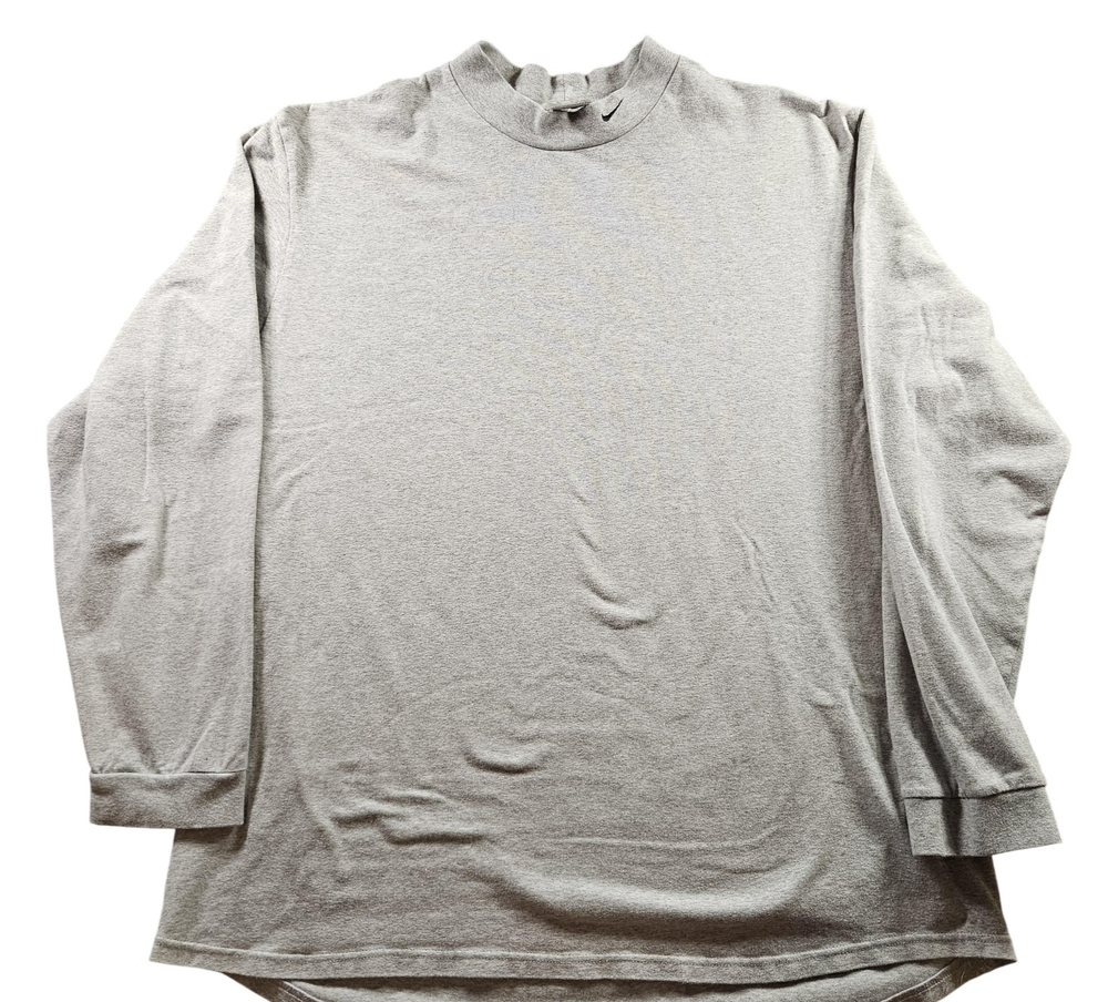 Nike Shirt Men's Medium Gray Mock Neck Long Sleeve Made in USA Swoosh 90s