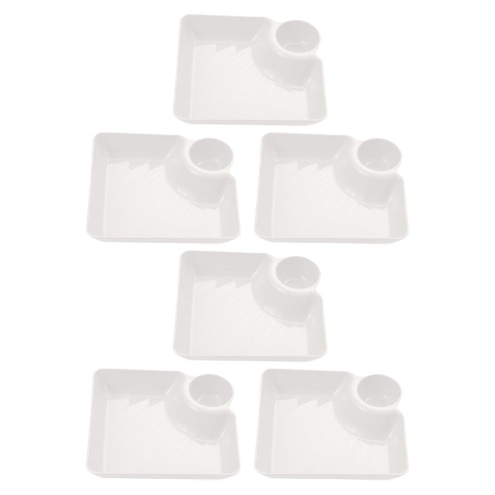 6 Pcs Sectional Lunch Trays Asian Serving Snack Dish with Dividers