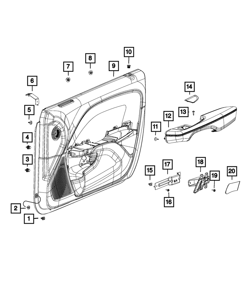 Genuine Mopar Front Door Trim Panel Right 5PS284X9AH