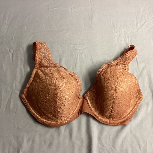 ThirdLove Graphic Lace Plunge Bra Sexy Lingerie Comfort Support 30G Rust Gold