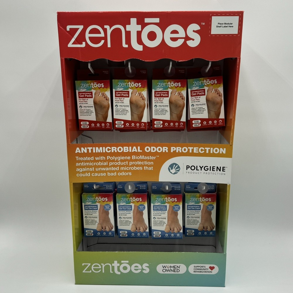New ZenToes Gel Toe Caps 15 Boxes & Gel Pads For Ball Of Foot Pain 16 Packs Lot