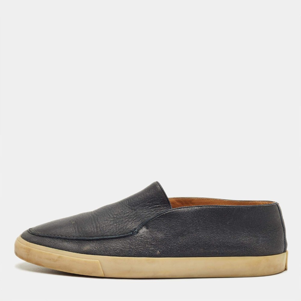 Loro Piana Open Walk Size 45 Navy Blue Leather Loafers