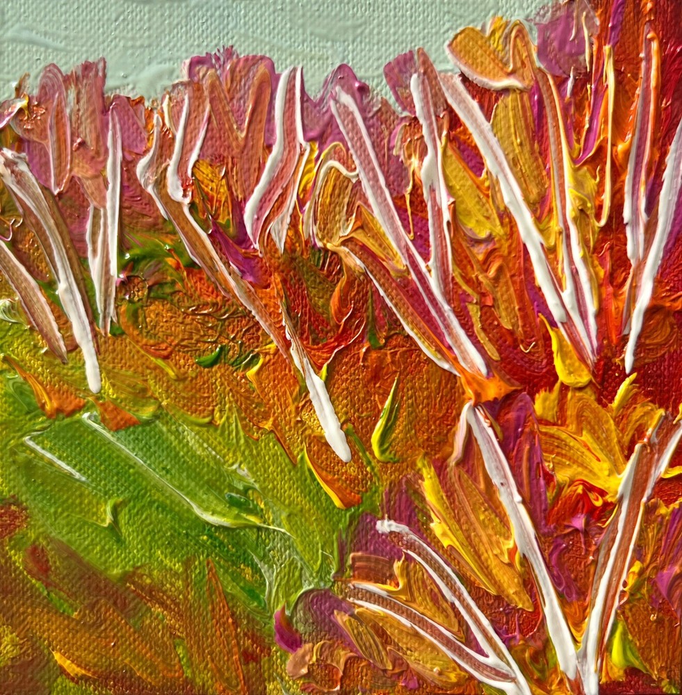 Fall Landscape Oil Painting Miniature Canvas Artwork Vibrant Autumn Trees Art