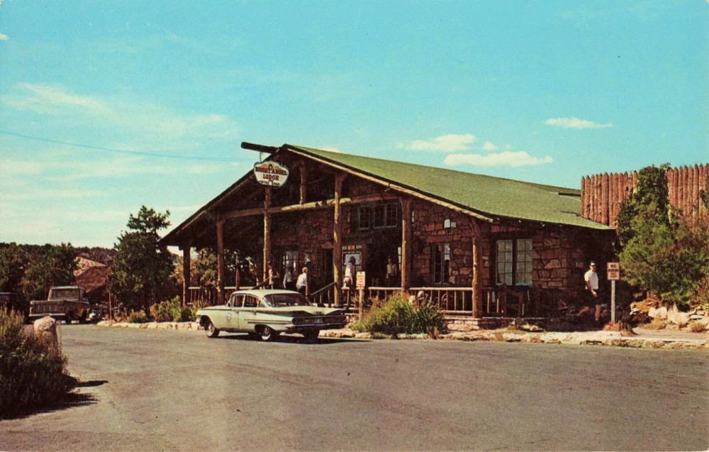 Entrance to Bright Angel Lodge - Grand Canyon National Park Arizona AZ Postcard