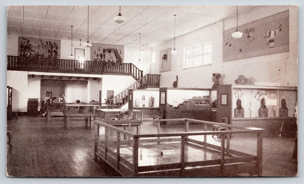 Interior~Hall of Ethnology Museum of New Mexico Santa Fe NM B&W~Vintage Postcard