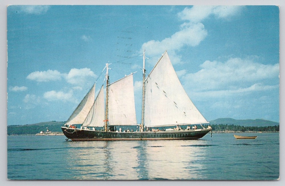 Vintage 1959 Windjammer Schooner ADVENTURE Postcard - Camden, Maine Coast