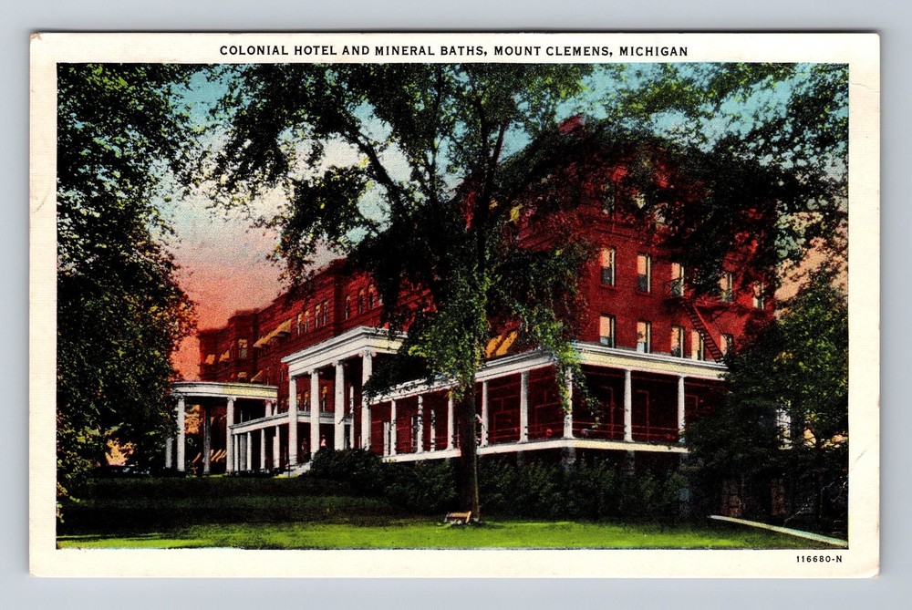 Mount Clemens MI-Michigan Colonial Hotel And Mineral Baths Vintage Postcard