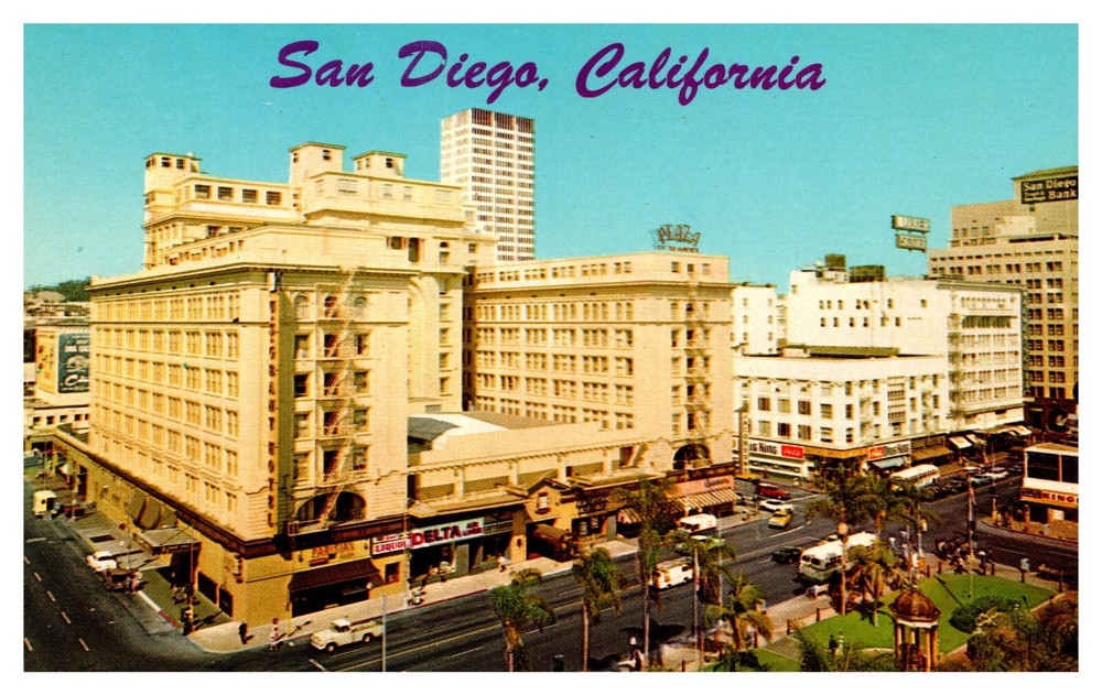 San Diego CA California U.S. Grant Hotel Bird's-Eye View Chrome Postcard