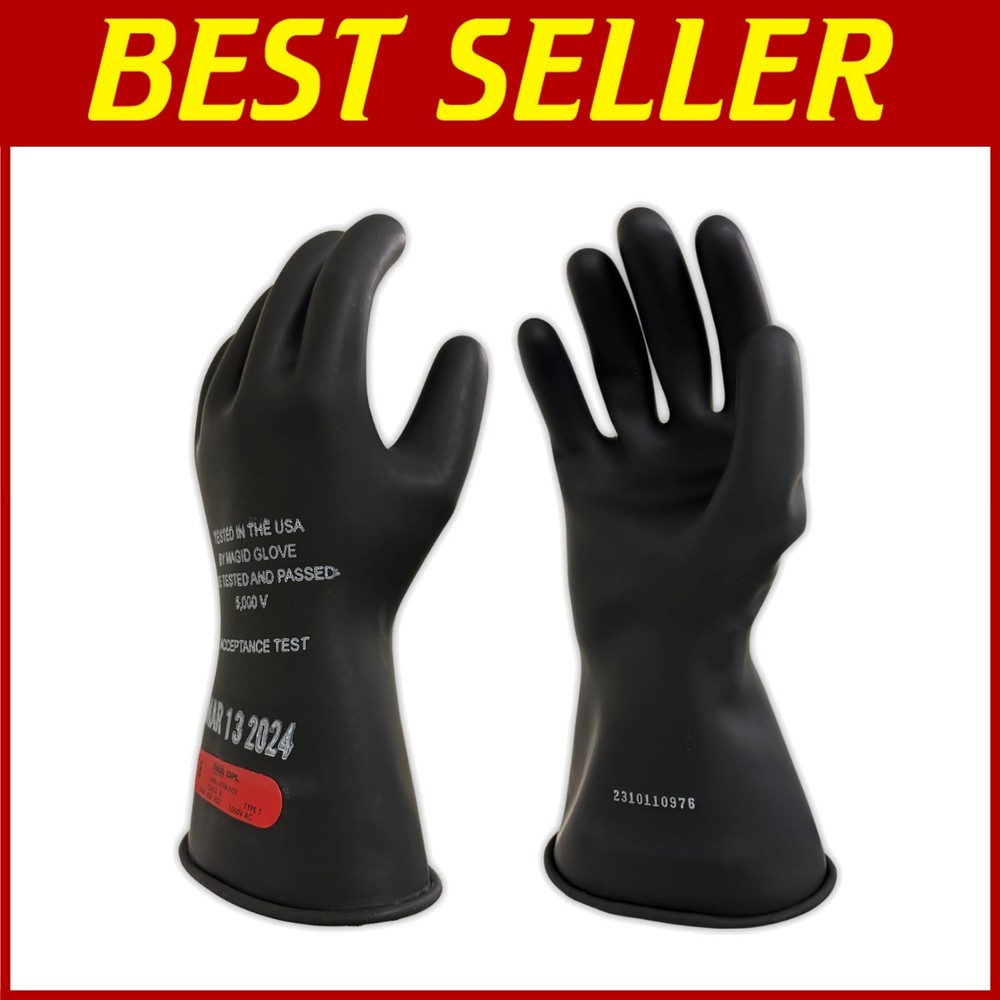 Black Rubber Electrical Safety Gloves, Class 0