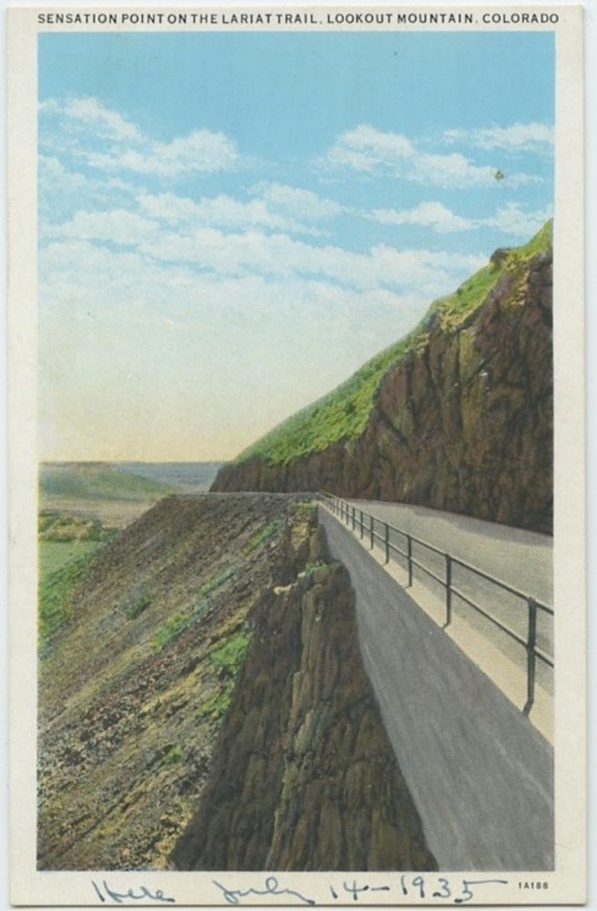 Lookout Mountain Sensation Point on Lariat Trail 1935 Colorado Vintage Postcard
