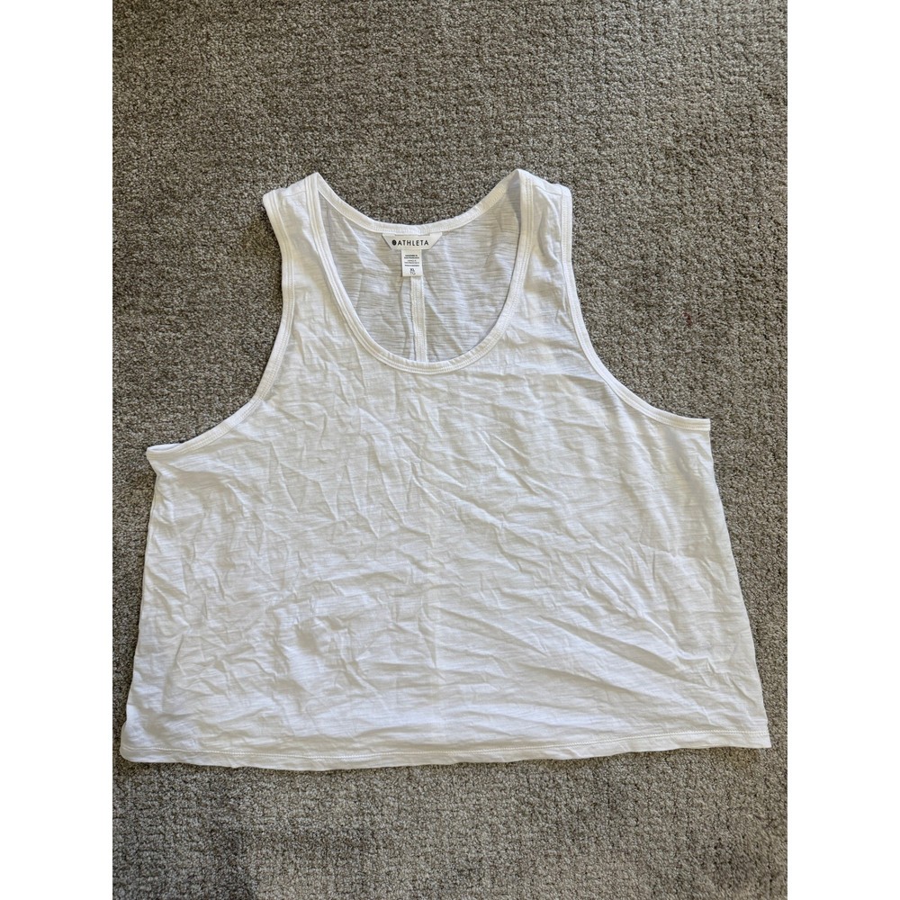 Athleta White Tank Top Cotton Sleeveless Athletic Casual Workout Womens Size XL