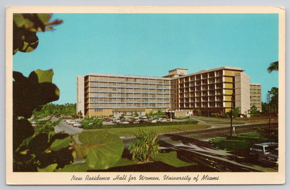 Vintage University of Miami New Residence Hall Women Postcard 1961