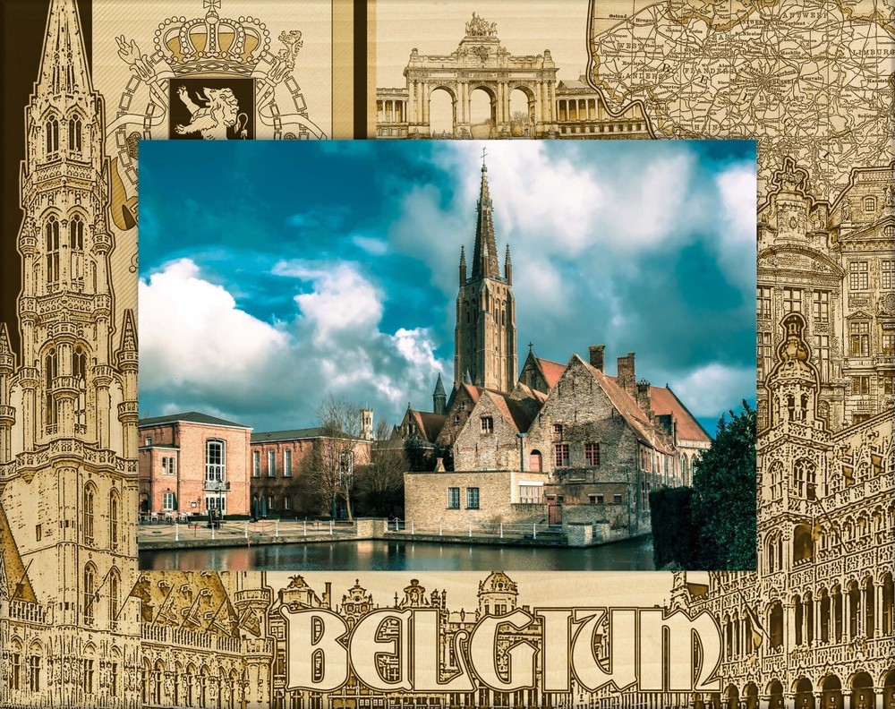 Belgium Laser Engraved Wood Picture Frame Landscape (4 x 6)