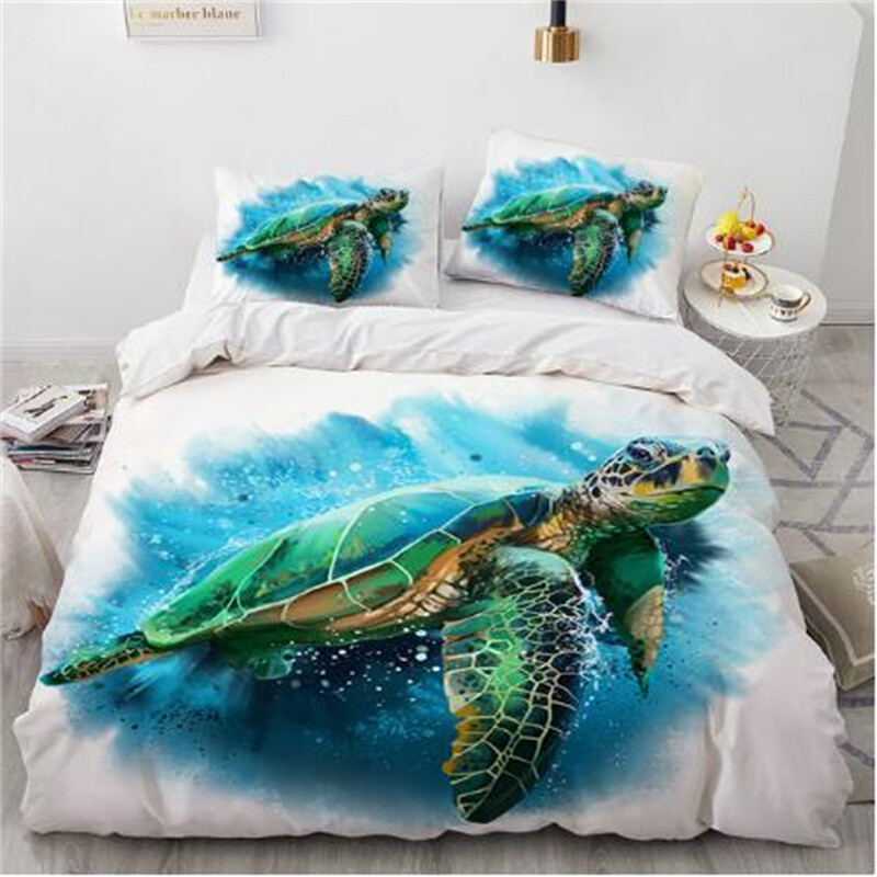 Green Island Turtle Quilt Cover Pillowcase Twin Queen Color Comfort Bedding Set