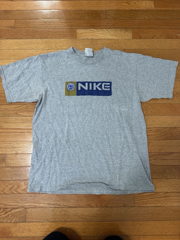 Vintage 90s nike basketball box spell out graphic t shirt grey made in USA men M
