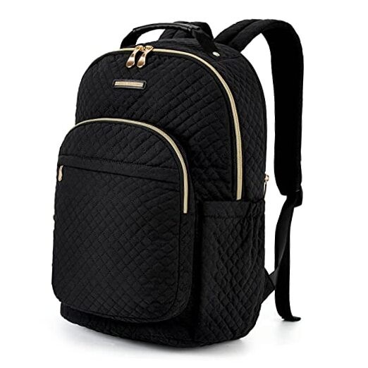 Stylish Black Casual Laptop Backpack for Women Fits 15.6 Inch Notebook