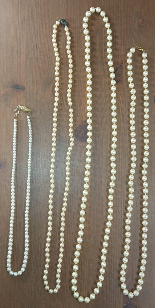 4 VINTAGE Costume Faux Pearl 20
