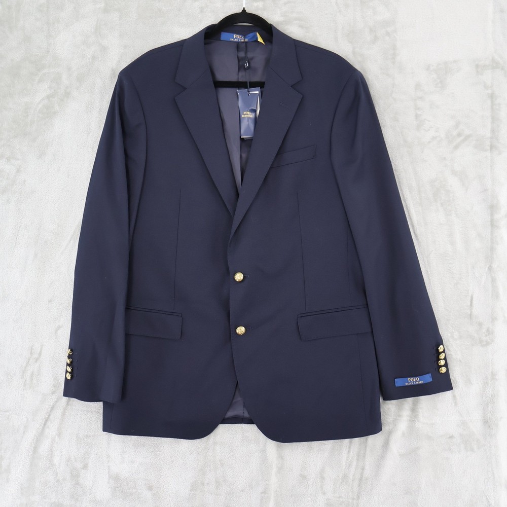 Polo Ralph Lauren Modern Wool-Blend Gabardine Blazer Men 44L Navy Sport Coat NWT