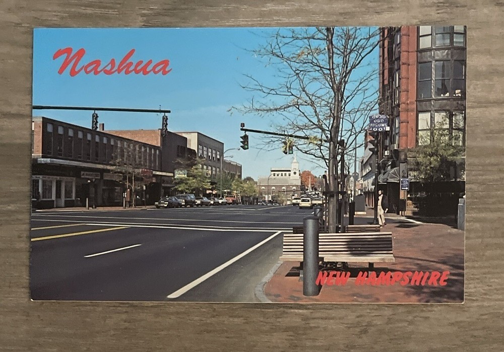 Nashua New Hampshire Main Street Vintage Postcard