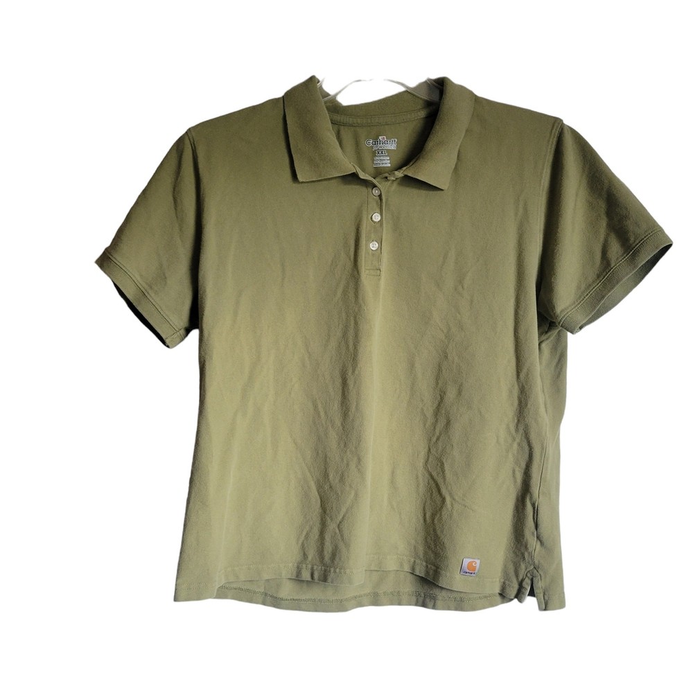 Preppy Green Tea Cotton Blend Polo Top for Women Size XXL Short Sleeve Classic