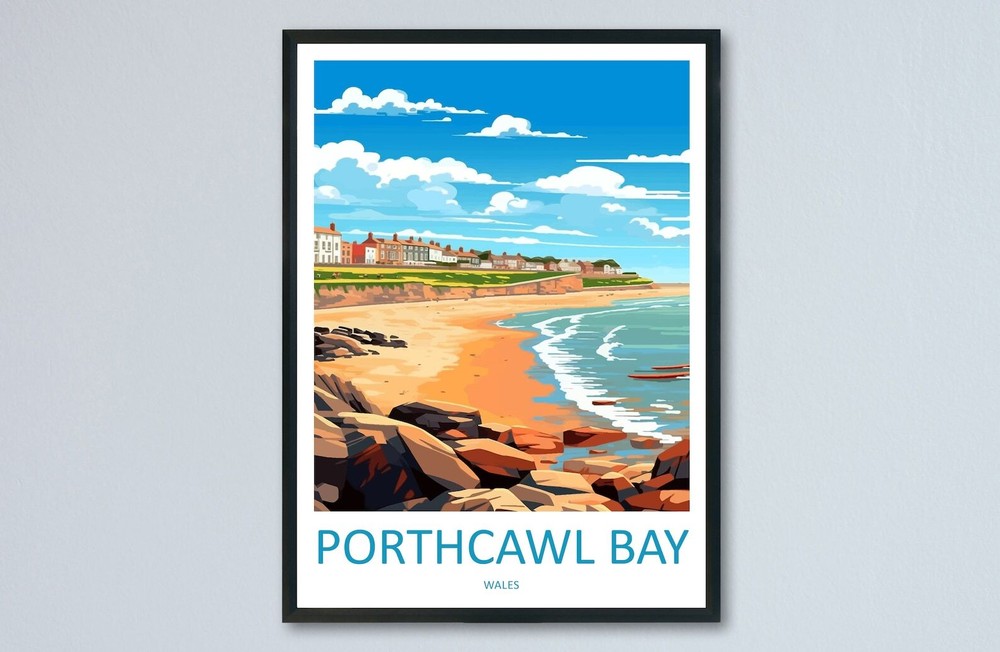 Porthcawl Bay Print Porthcawl Bay Home Decor Landscape Art Print Porthcawl Bay