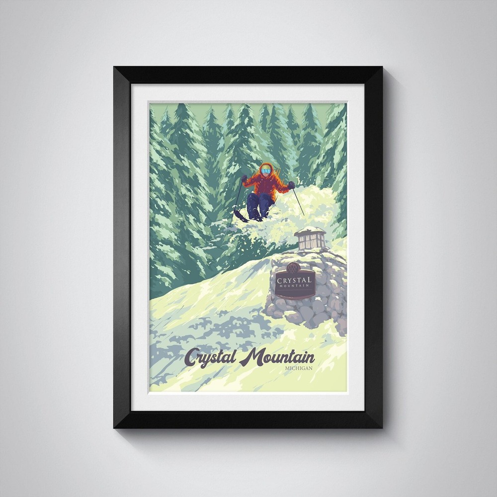 Crystal Mountain Michigan Poster Crystal Mountain Ski Print Michigan Wall Art