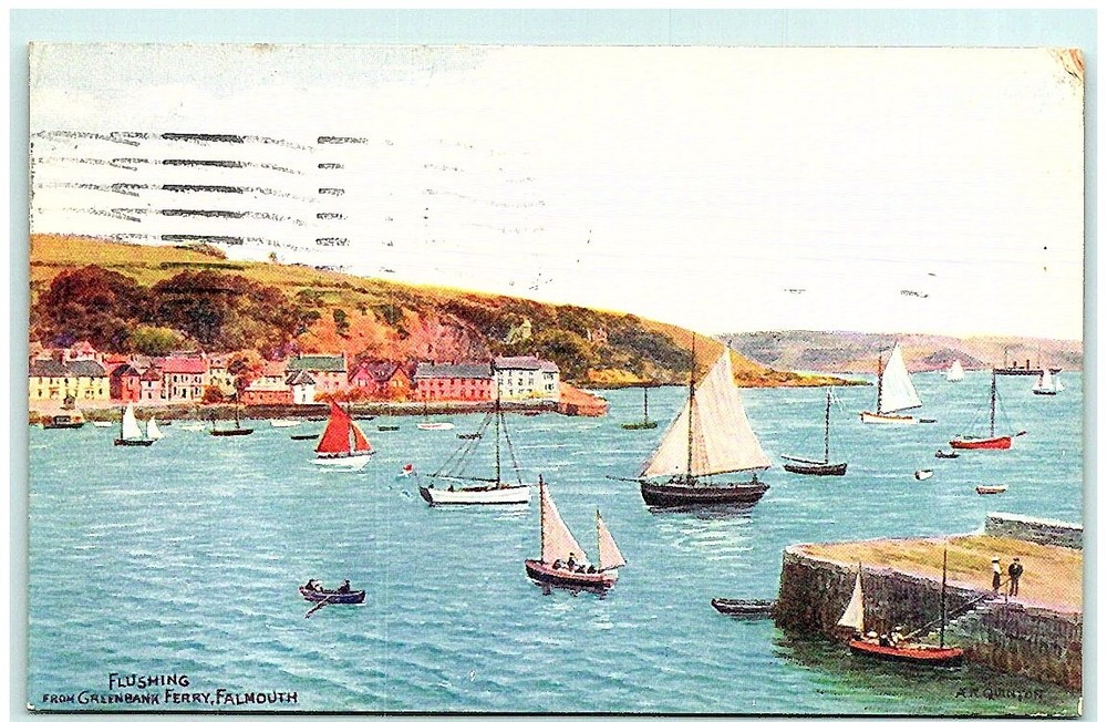S01-9574, Flushing, From Greenbank Ferry, Falmouth, 1935 Uk To Usa, Postcard