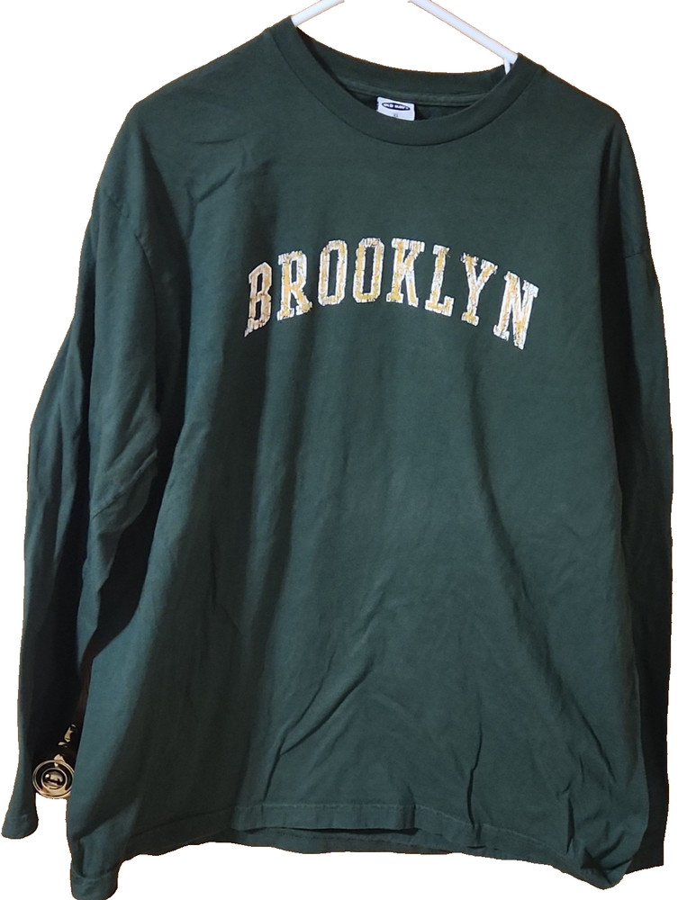 Old Navy Men's Green XL Logo Crew Neck Long Sleeve Cotton Knit Graphic T-Shirt
