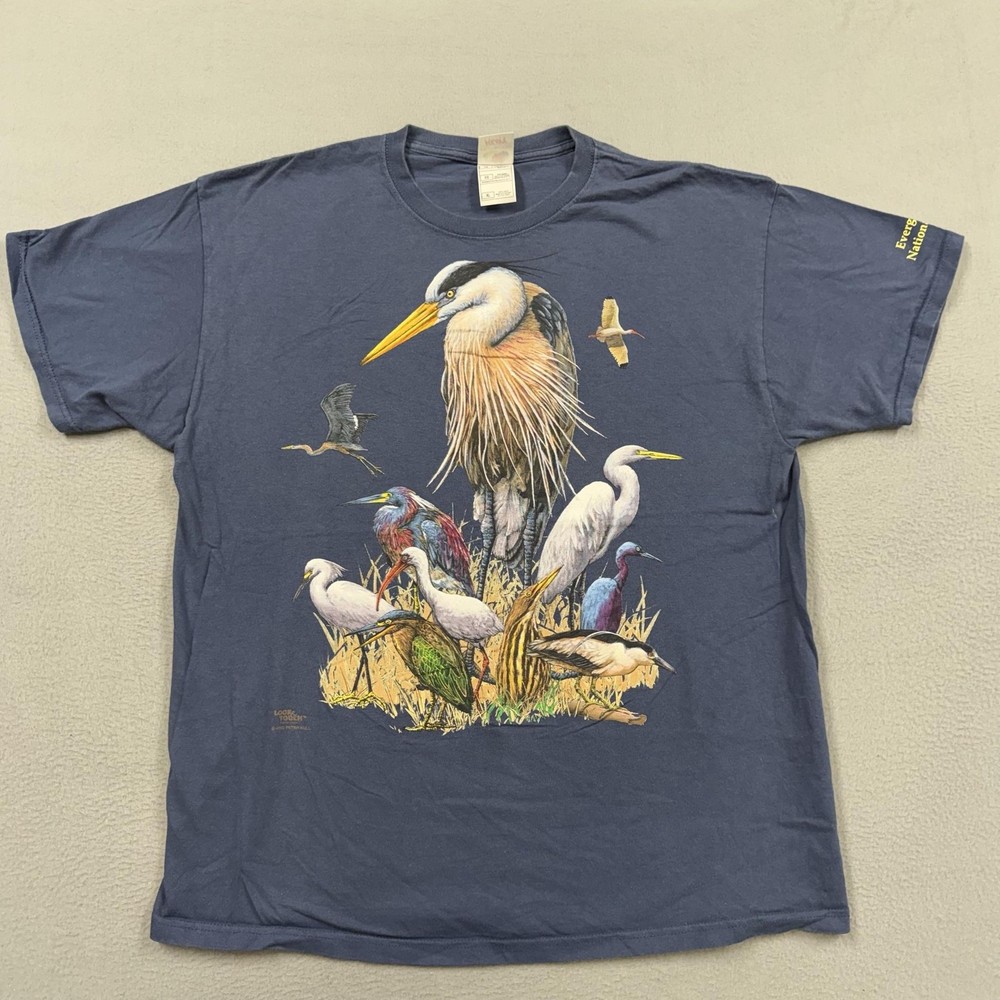 Vintage Fruit Of The Loom Shirt Mens XL Everglades National Park Bird Graphic