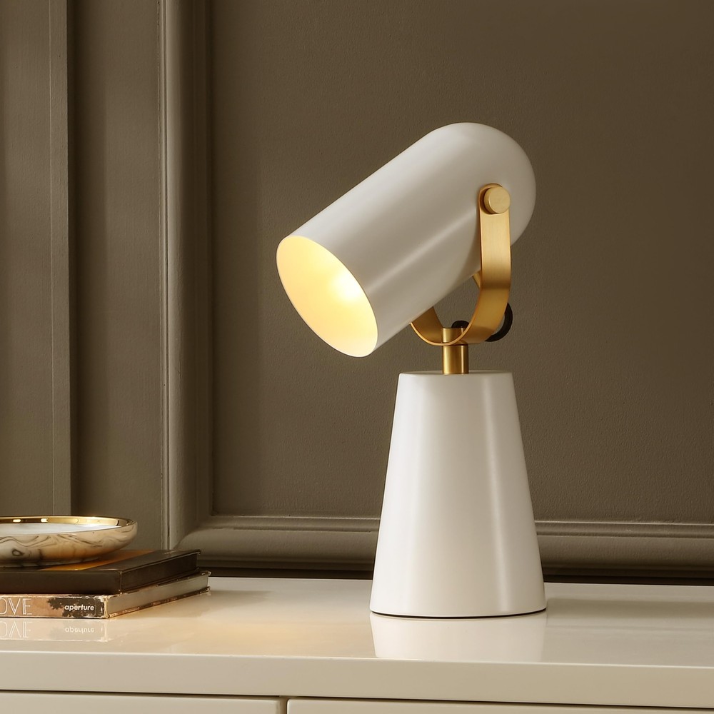 Lighting Collection Clarst White/Brass 13-inch Table Lamp (LED Bulb Included)