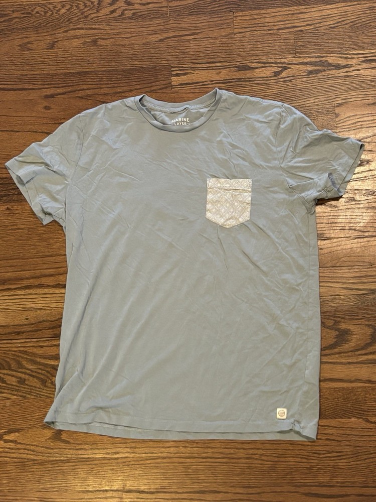Marine Layer Shirt Men’s Large Gray Short Sleeve Front Pocket