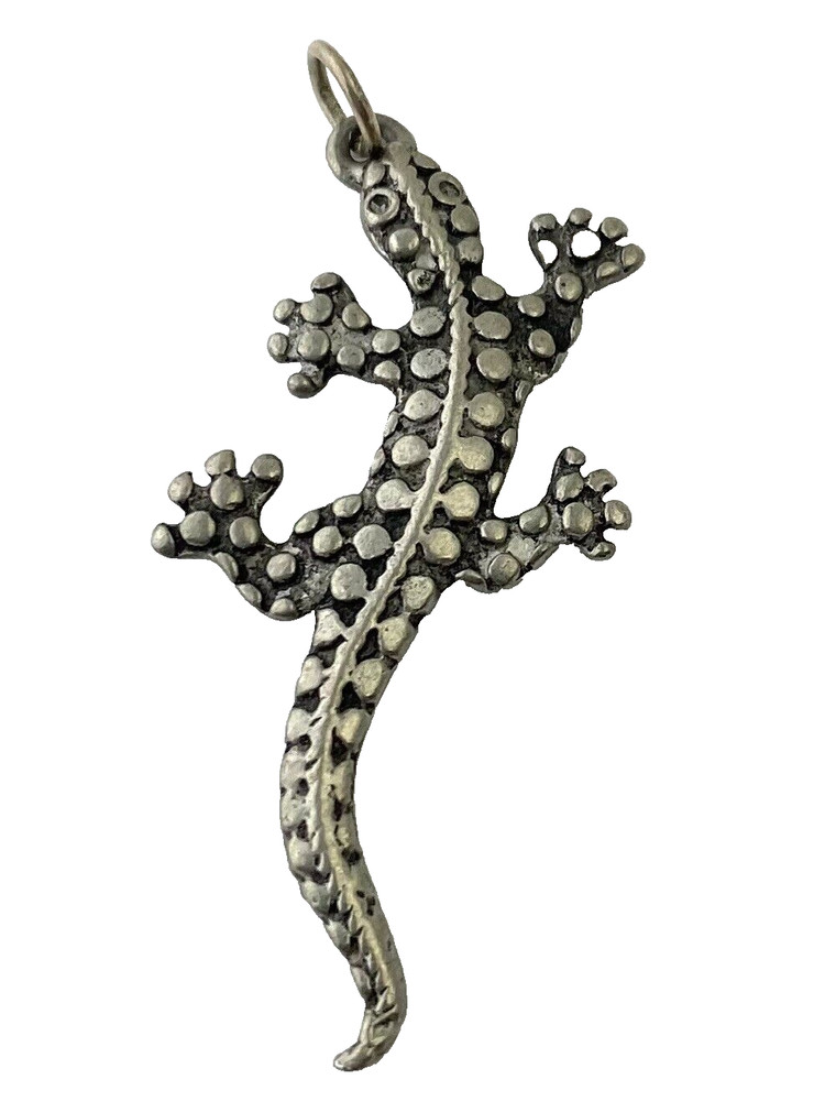 Vintage Silvertone Gecko Lizard Pendant